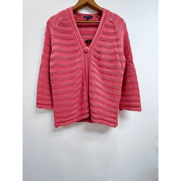 Vintage Anne Klein Womens 3/4 Sleeve One Button Cardigan with Inner & Sweater Pi - Picture 3 of 16